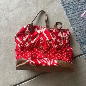 Stella & Dot Red and Brown Travel Bag